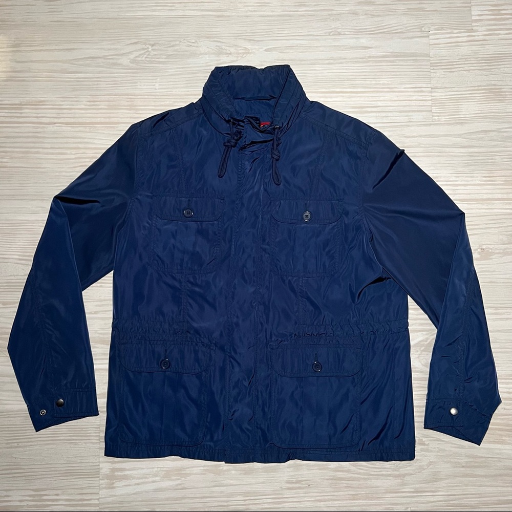 Men’s Merona Rain Jacket w/ Packable Hood, Blue, Size L